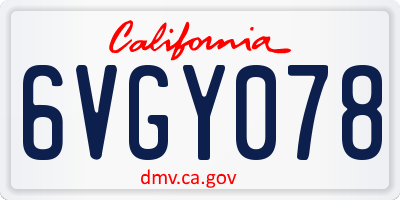 CA license plate 6VGY078