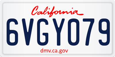 CA license plate 6VGY079