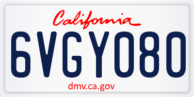 CA license plate 6VGY080
