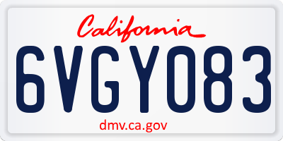CA license plate 6VGY083