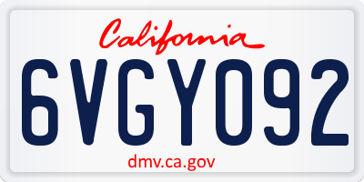 CA license plate 6VGY092