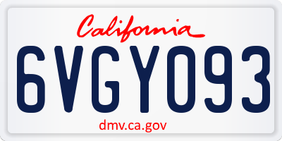 CA license plate 6VGY093