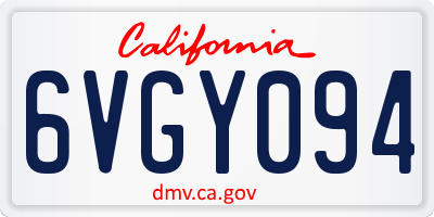CA license plate 6VGY094