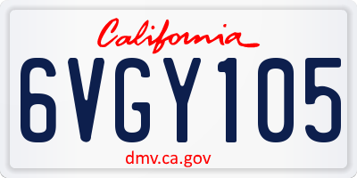 CA license plate 6VGY105