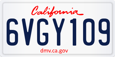 CA license plate 6VGY109