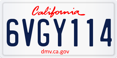 CA license plate 6VGY114