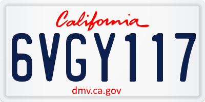 CA license plate 6VGY117