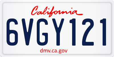 CA license plate 6VGY121