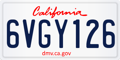 CA license plate 6VGY126