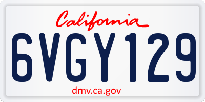 CA license plate 6VGY129