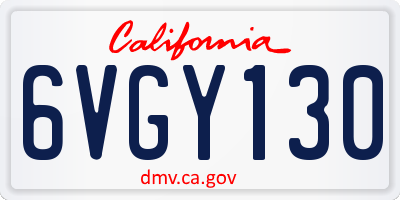 CA license plate 6VGY130