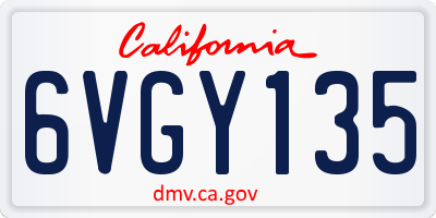 CA license plate 6VGY135