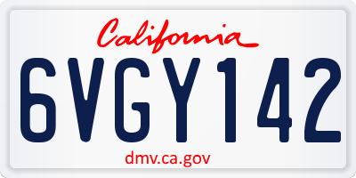 CA license plate 6VGY142