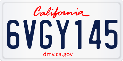 CA license plate 6VGY145