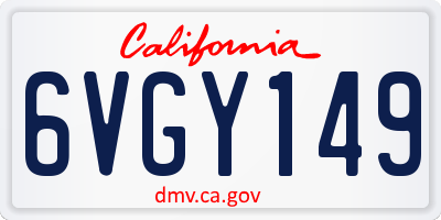 CA license plate 6VGY149