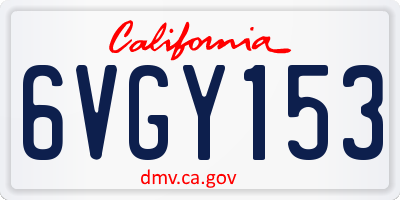 CA license plate 6VGY153