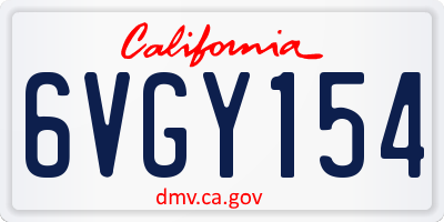 CA license plate 6VGY154