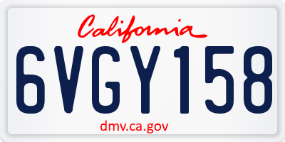 CA license plate 6VGY158