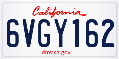 CA license plate 6VGY162