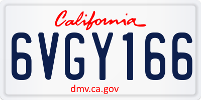 CA license plate 6VGY166