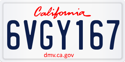 CA license plate 6VGY167