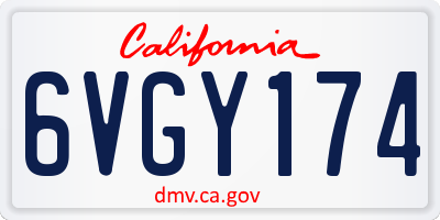 CA license plate 6VGY174