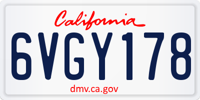 CA license plate 6VGY178
