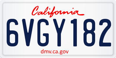 CA license plate 6VGY182