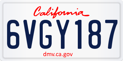 CA license plate 6VGY187