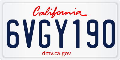 CA license plate 6VGY190