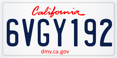 CA license plate 6VGY192