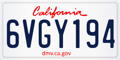 CA license plate 6VGY194