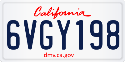CA license plate 6VGY198