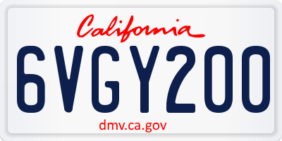 CA license plate 6VGY200