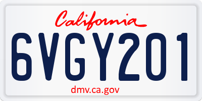 CA license plate 6VGY201