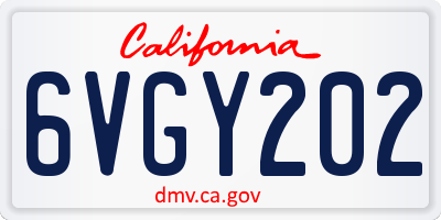 CA license plate 6VGY202