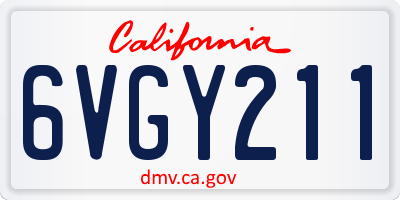 CA license plate 6VGY211