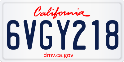 CA license plate 6VGY218