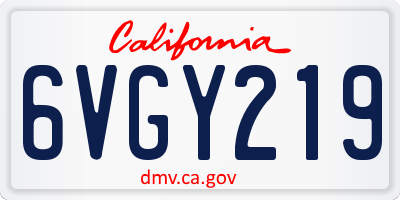 CA license plate 6VGY219
