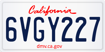 CA license plate 6VGY227