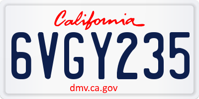 CA license plate 6VGY235