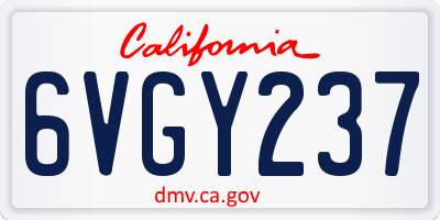 CA license plate 6VGY237