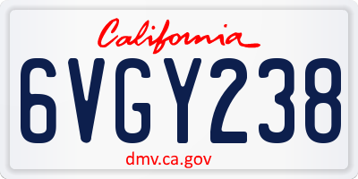 CA license plate 6VGY238