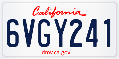 CA license plate 6VGY241