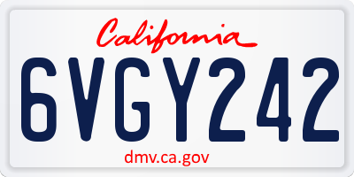 CA license plate 6VGY242
