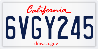 CA license plate 6VGY245