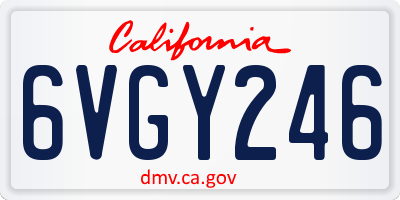 CA license plate 6VGY246