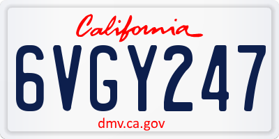 CA license plate 6VGY247
