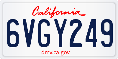 CA license plate 6VGY249