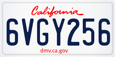 CA license plate 6VGY256